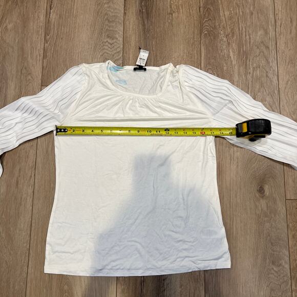 TALBOTS Women's Pleated Sleeve Crewneck Top Size S In White - Picture 8 of 13